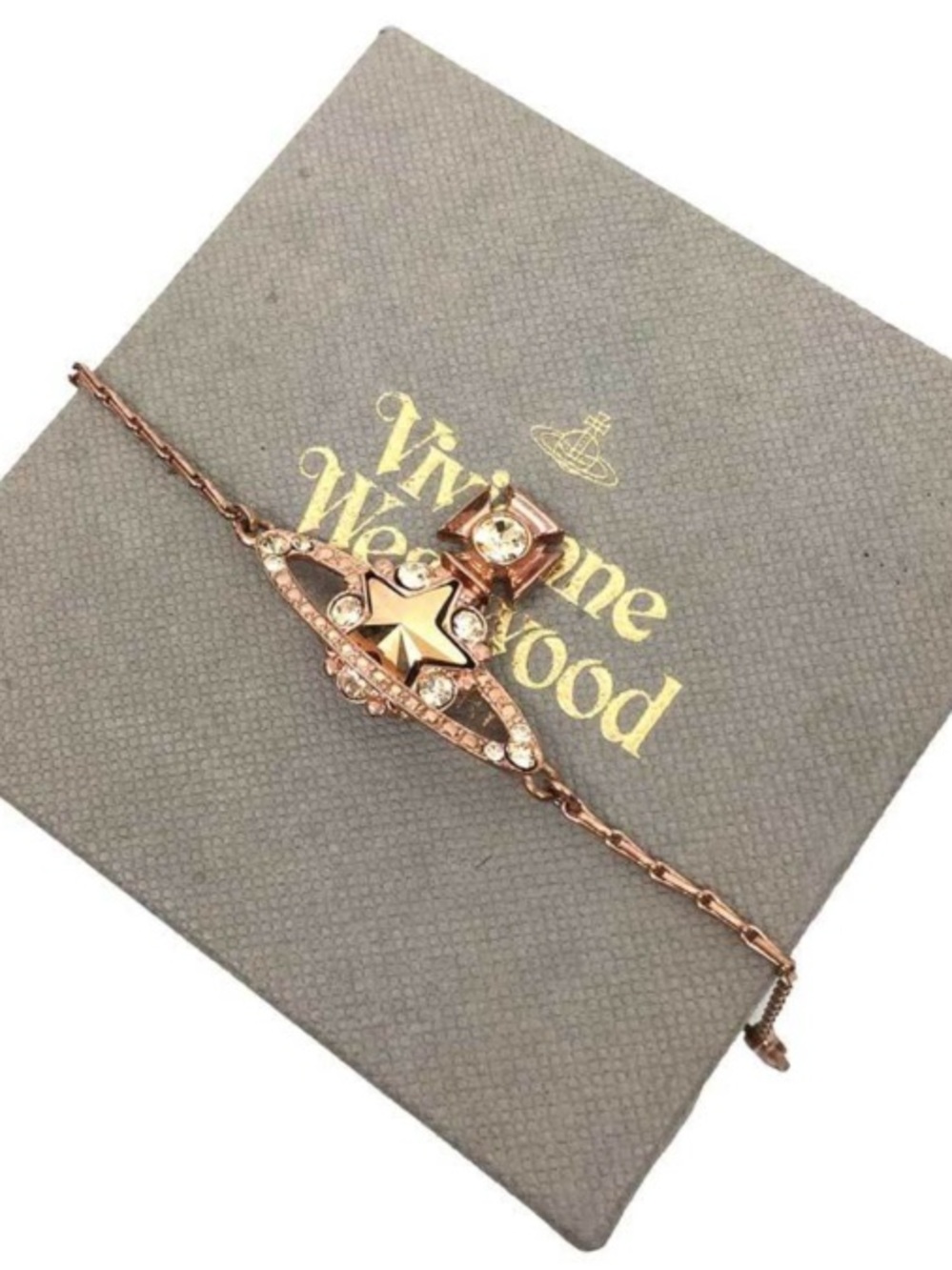 Vivienne Westwood Rose Gold Tone Crystal Orb Bracelet NIB 6.75” long - Picture 3 of 5